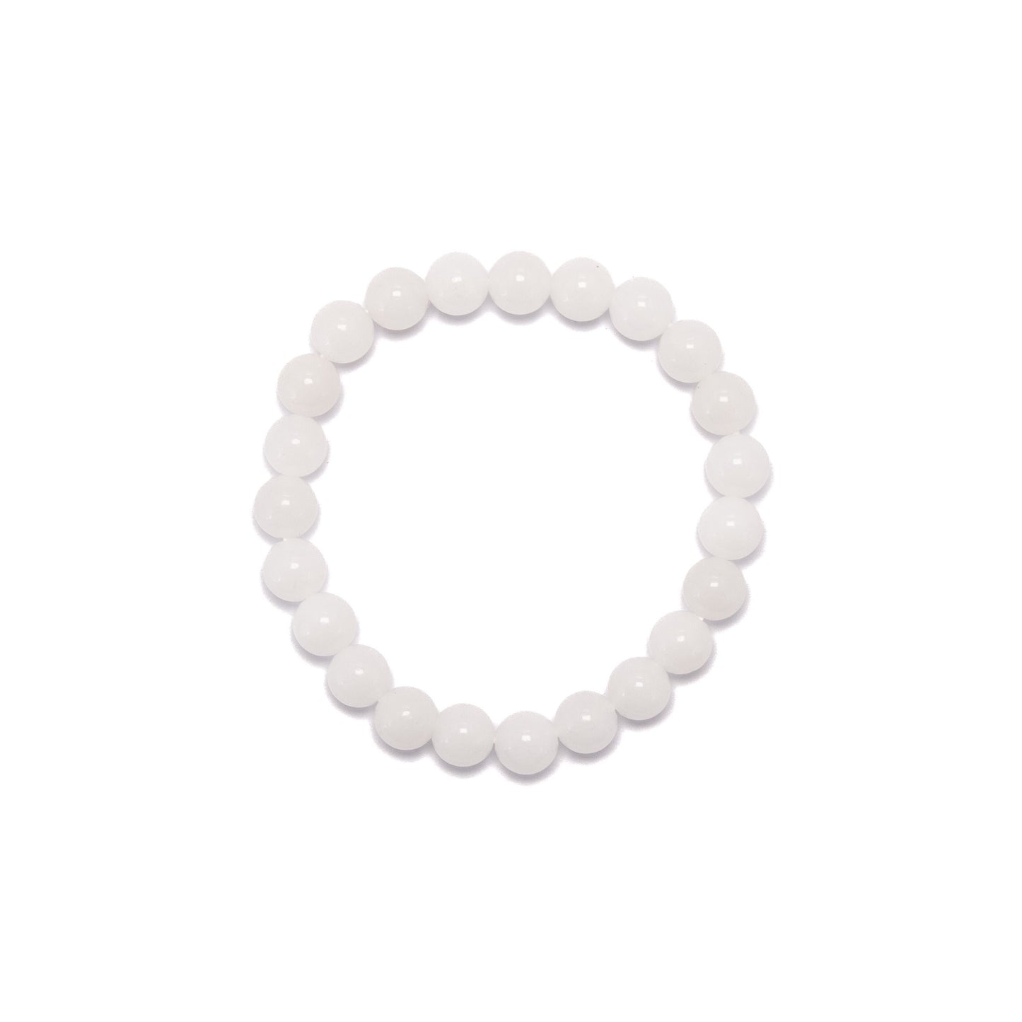 8.5mm Round White Jade Bead Bracelet