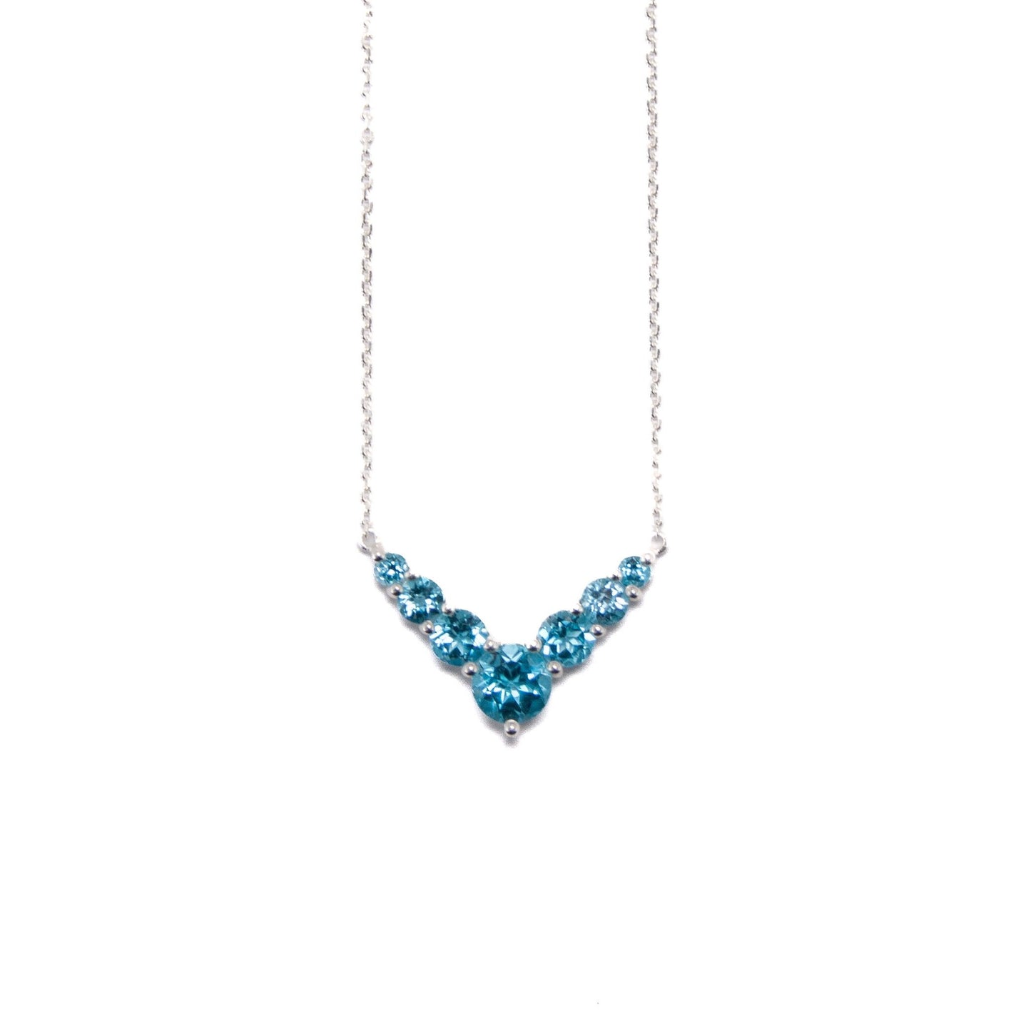 45cm Silver & Swiss Blue Topaz Necklace