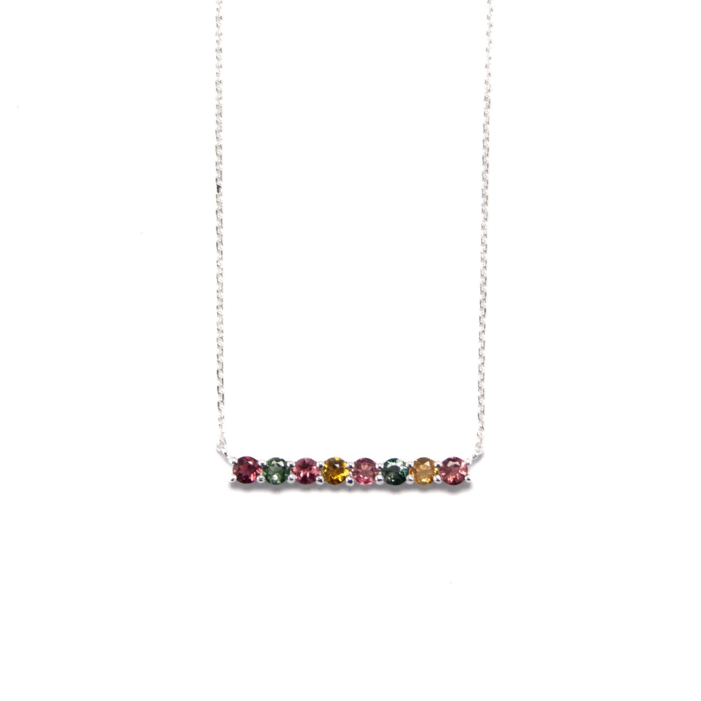 46cm Silver & Tourmaline Necklace