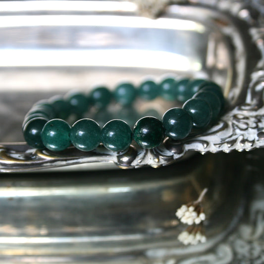 8mm Round Green Jade Bead Bracelet