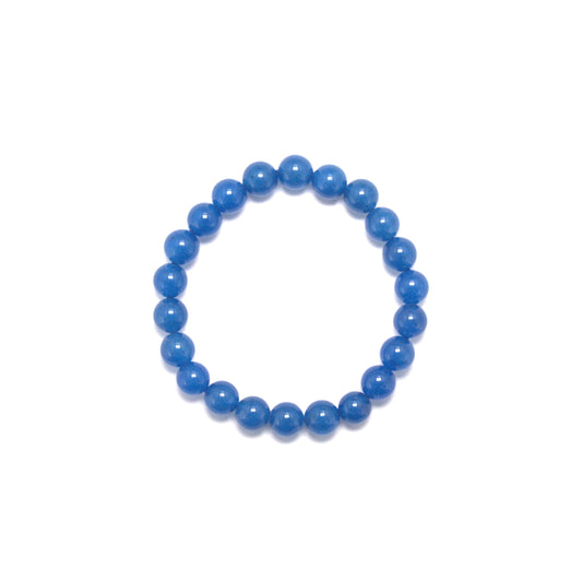 8mm Round Blue Agate Bead Bracelet
