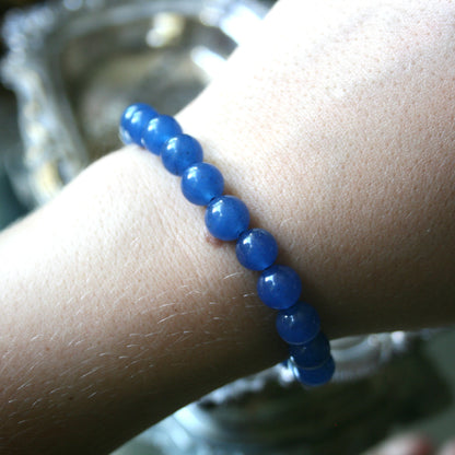 8mm Round Blue Agate Bead Bracelet