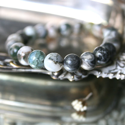 8.8mm Round Agate Bead Bracelet