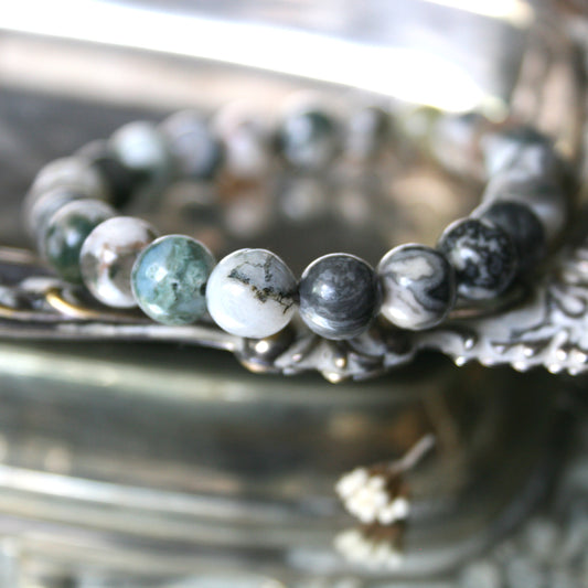 8.8mm Round Agate Bead Bracelet