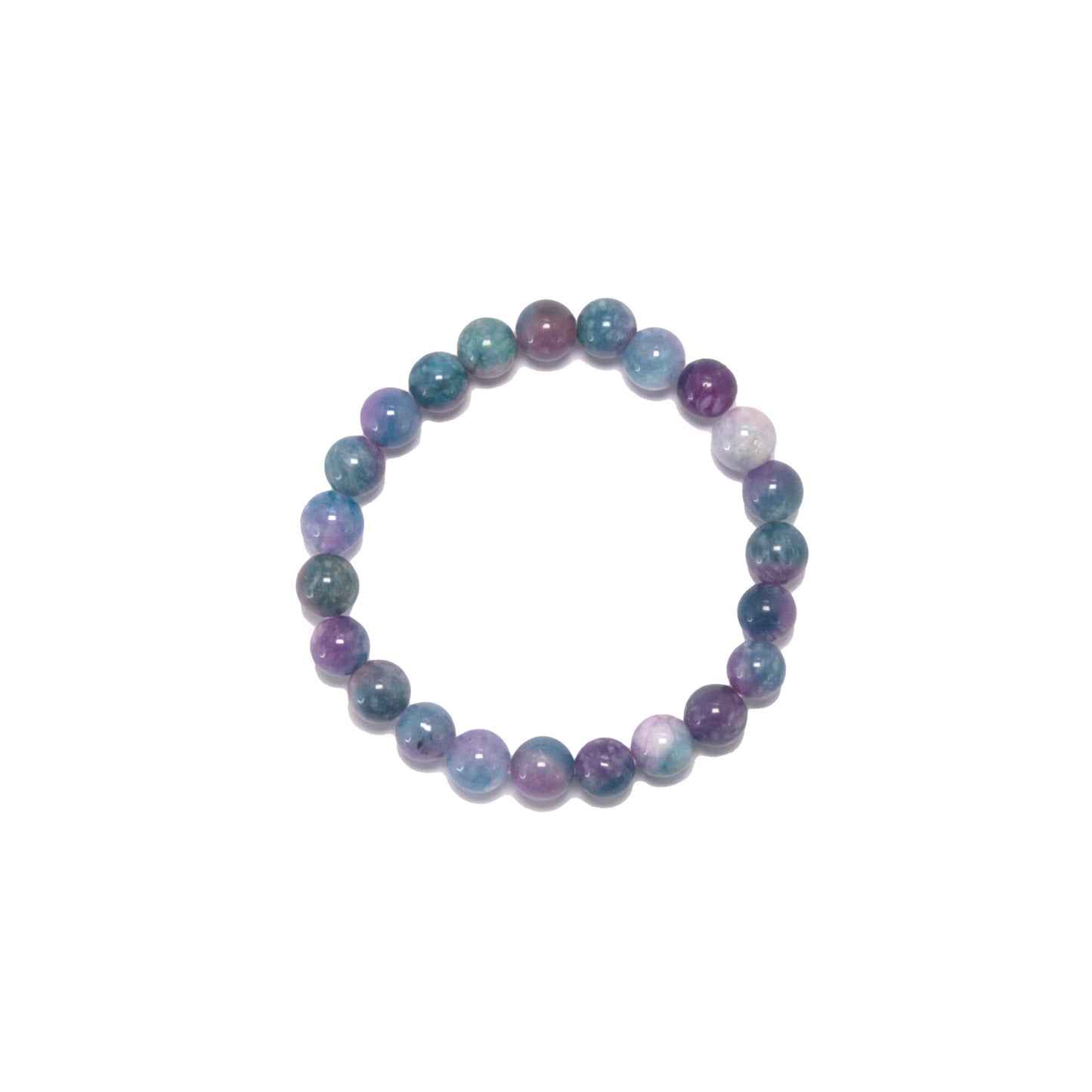 8mm Round Purple and Blue Agate Bead Bracelet