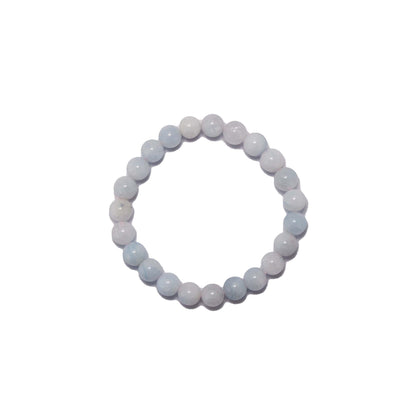 8mm Round Aquamarine Bead Bracelet