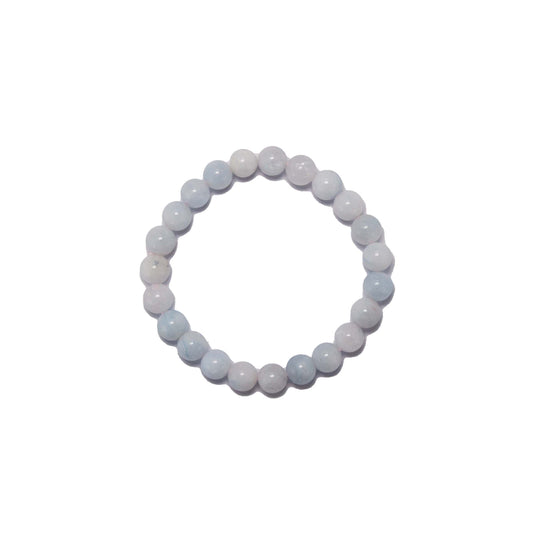 8mm Round Aquamarine Bead Bracelet