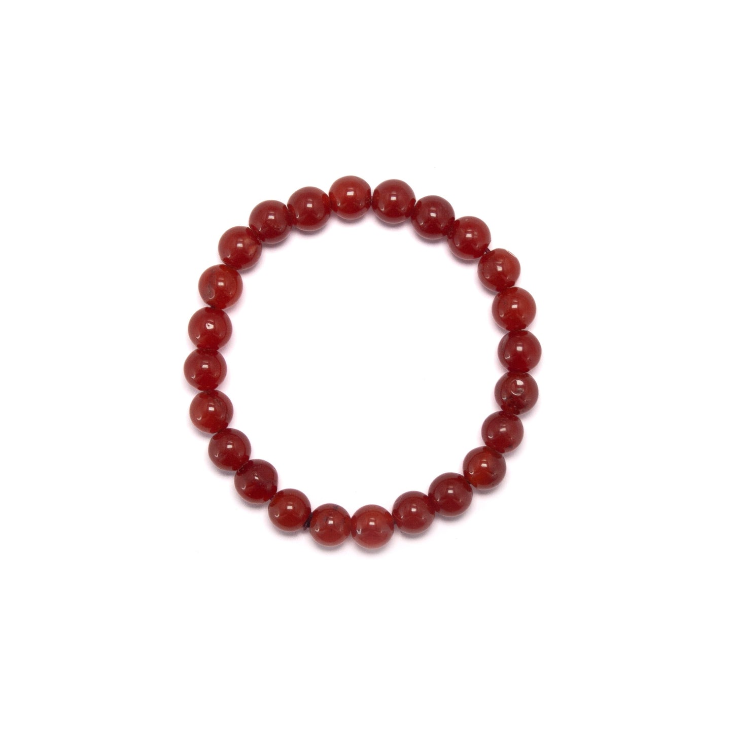 8mm Round Carnelian Bead Bracelet