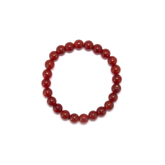 8mm Round Carnelian Bead Bracelet