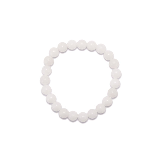 8.5mm Round White Jade Bead Bracelet