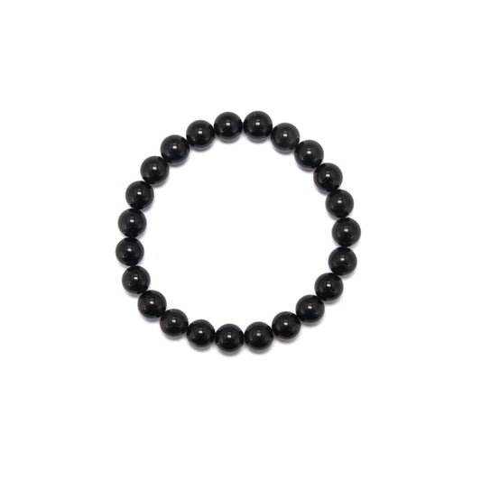 8.5mm Round Black Onyx Bead Bracelet