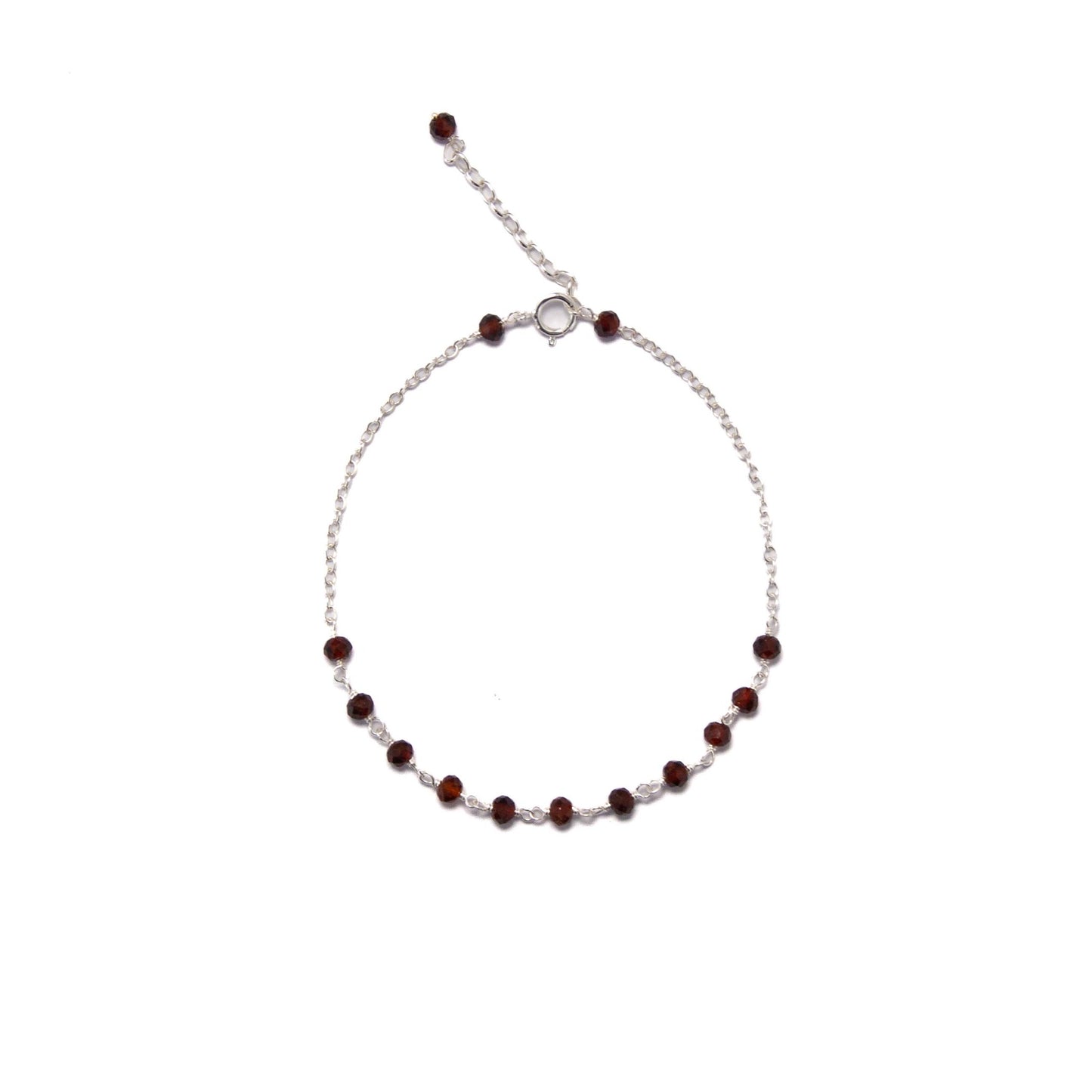 24cm Silver & Red Garnet Bracelet