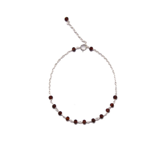 24cm Silver & Red Garnet Bracelet