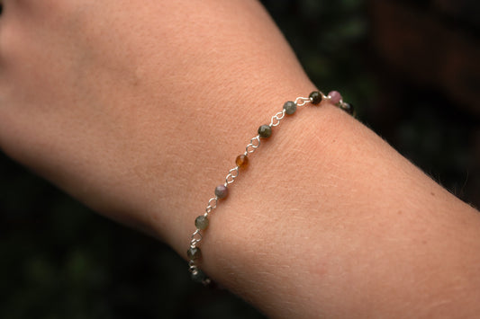 20cm Silver & Tourmaline Bracelet