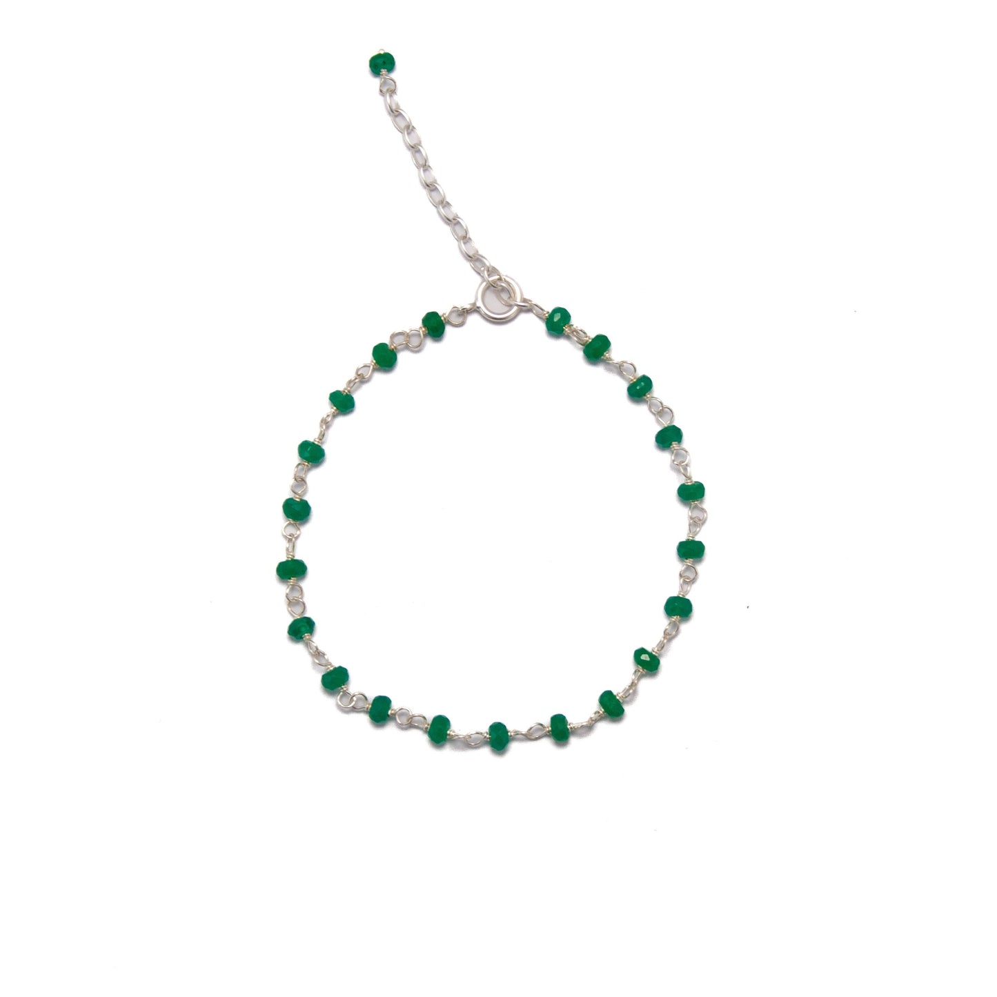 20cm Silver & Green Onyx Bracelet