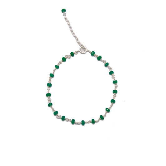 20cm Silver & Green Onyx Bracelet