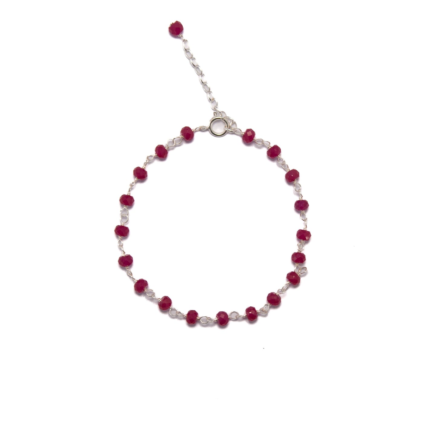 20cm Silver & Ruby Bracelet