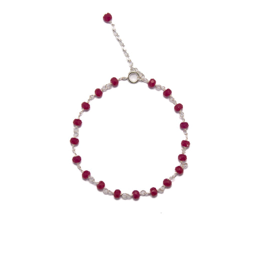 20cm Silver & Ruby Bracelet