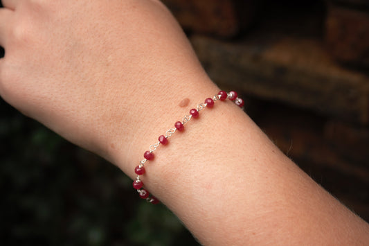 20cm Silver & Ruby Bracelet