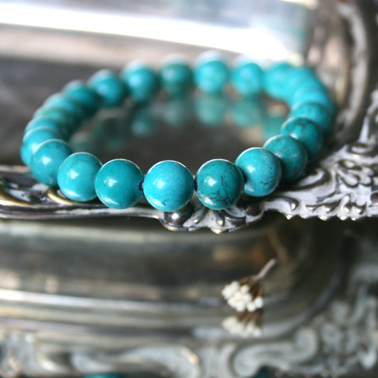 8.5mm Round Turquoise Bead Bracelet