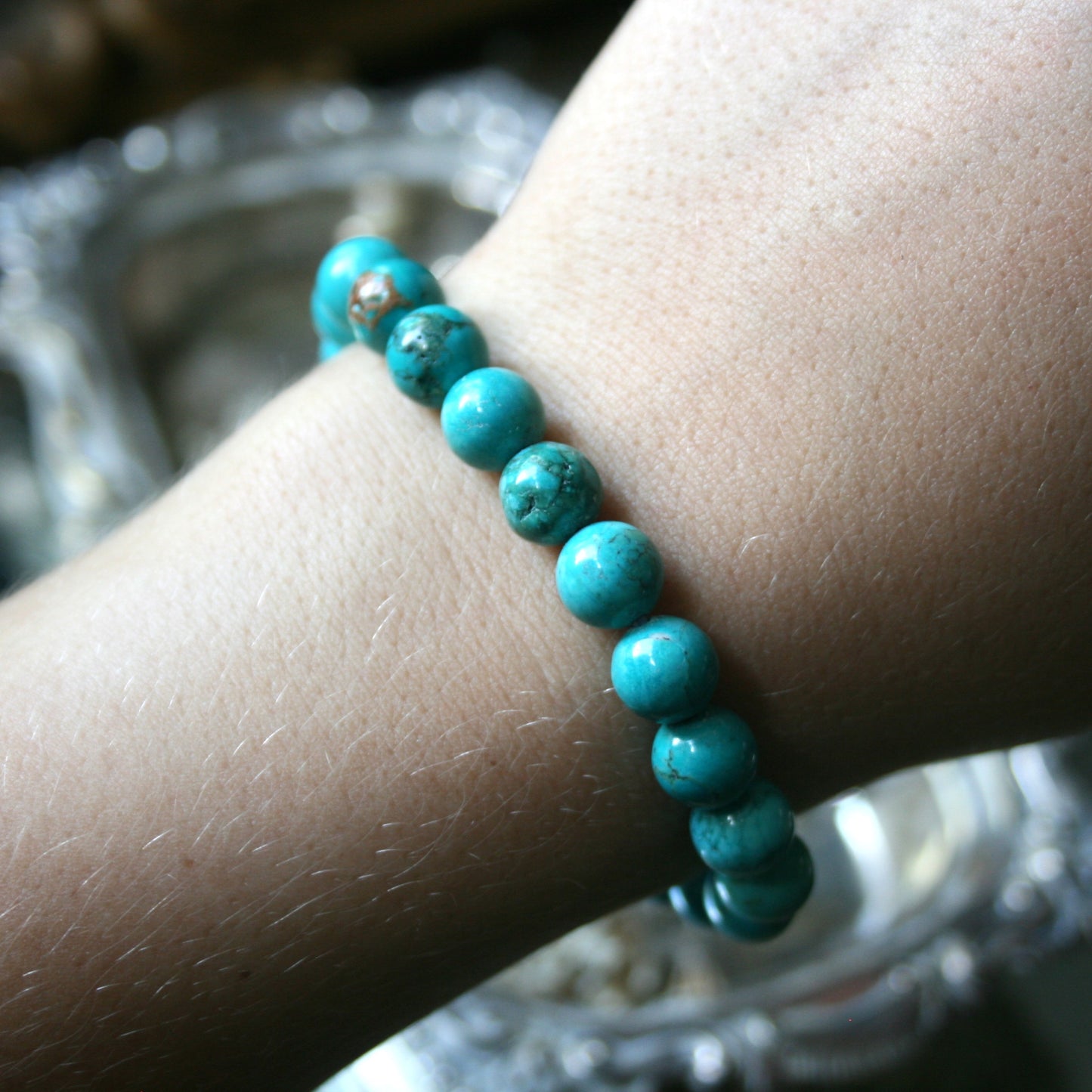 8.5mm Round Turquoise Bead Bracelet