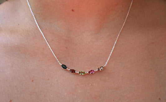 45cm Silver & Tourmaline Necklace