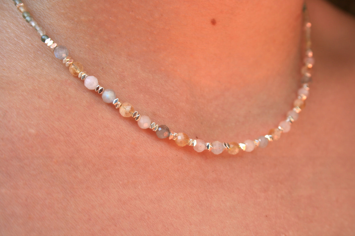 43cm Silver & Quartz Necklace