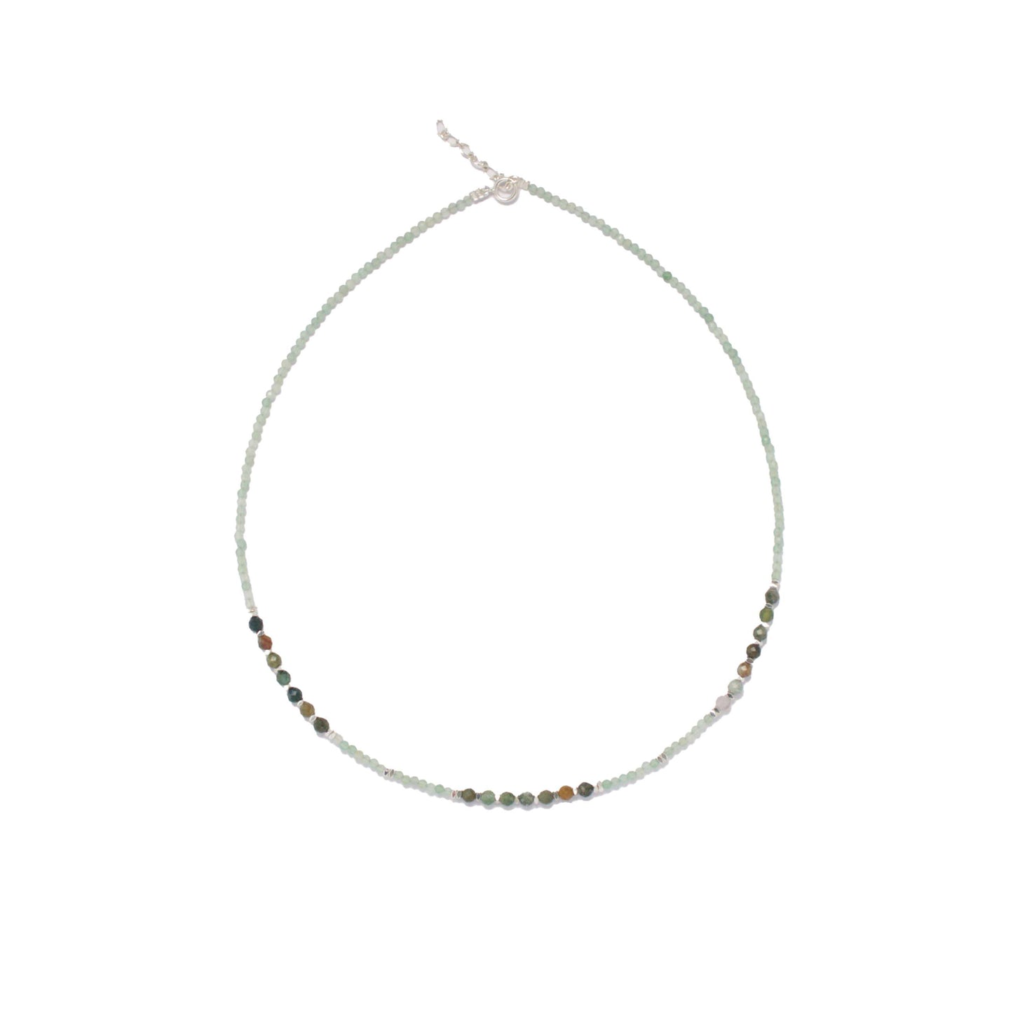 44cm Silver & Tree Agate/Quartz Necklace