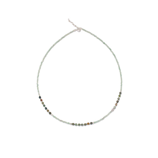 44cm Silver & Tree Agate/Quartz Necklace