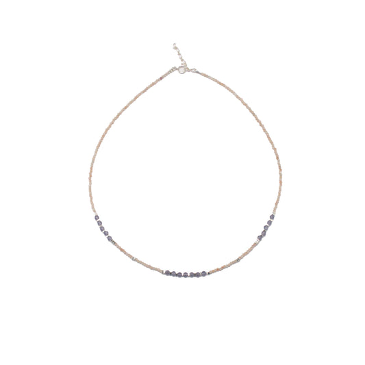45cm Silver & Sunstone & Amethyst Necklace