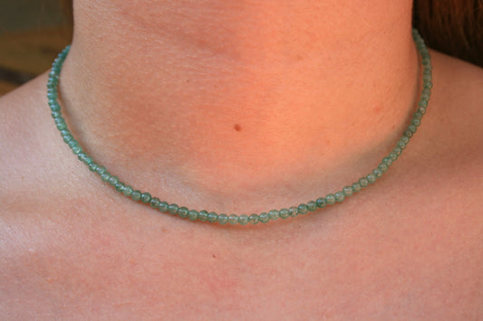 46cm Silver & Green Aventurine Necklace