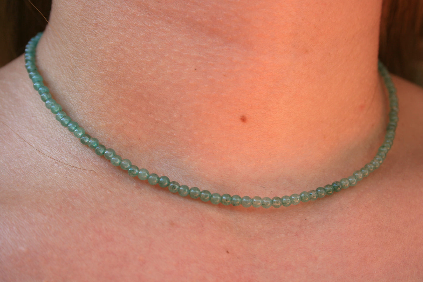 46cm Silver & Green Aventurine Necklace