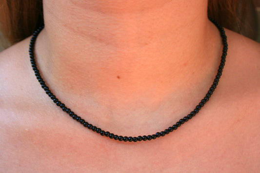 45cm Silver & Black Onyx Necklace