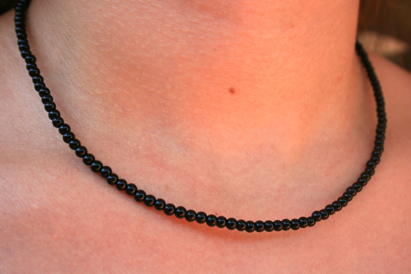 45cm Silver & Black Onyx Necklace