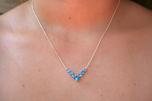 45cm Silver & Swiss Blue Topaz Necklace