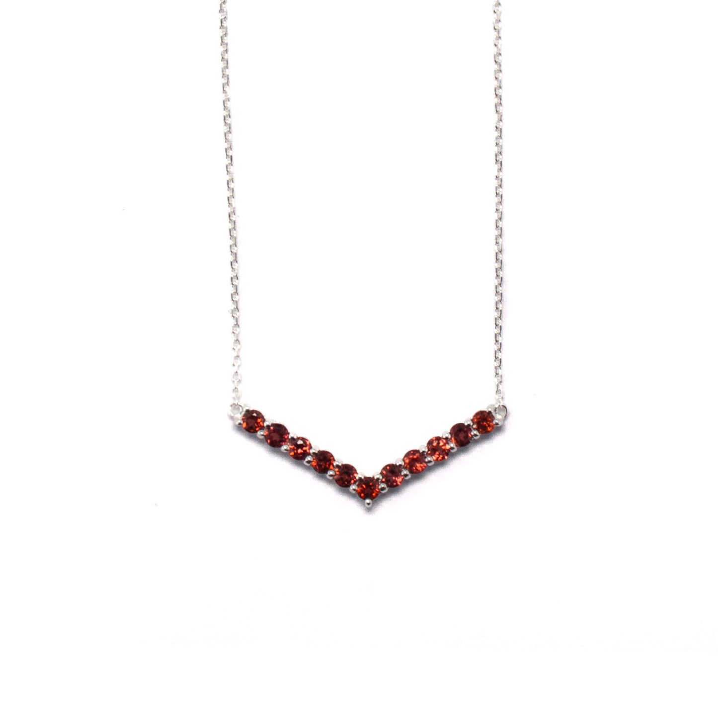 45cm Silver & Rhodolite Garnet Necklace