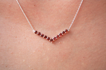 45cm Silver & Rhodolite Garnet Necklace
