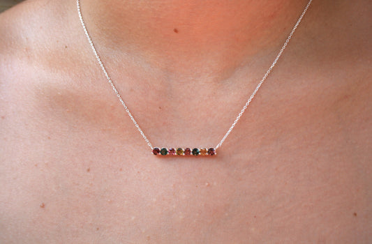46cm Silver & Tourmaline Necklace