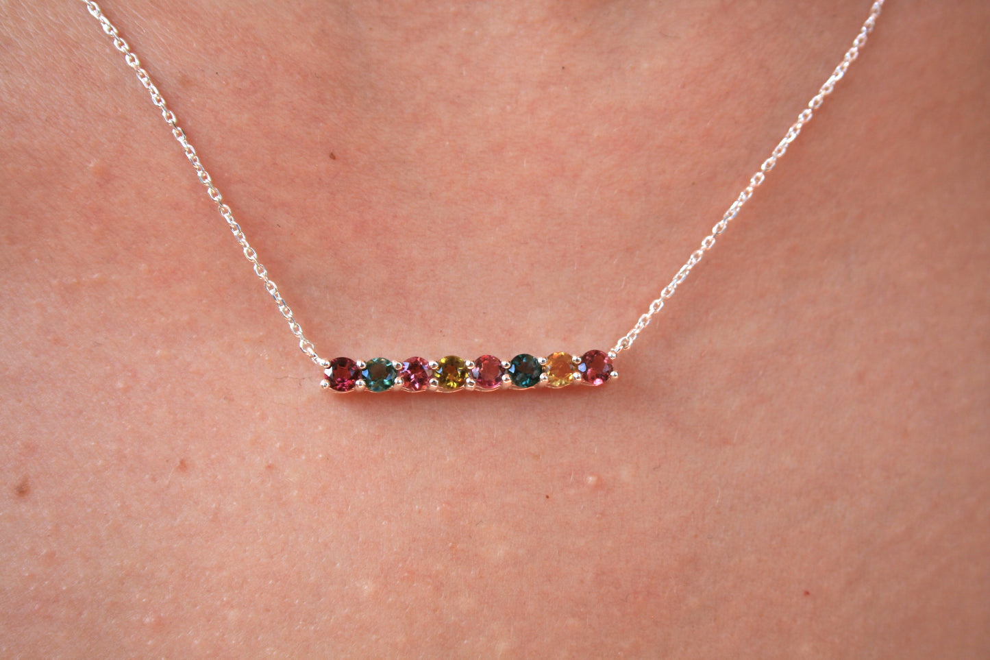 46cm Silver & Tourmaline Necklace