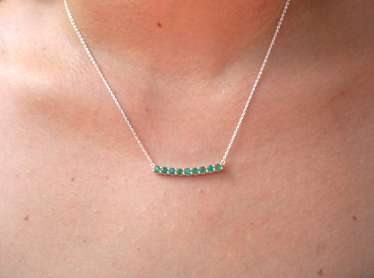 46cm Silver & Emerald Necklace